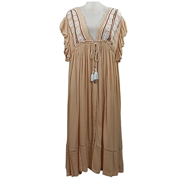 Free People Bali Will Wait For You Dress in Garbanzo Oversized Boho XS - Picture 9 of 16